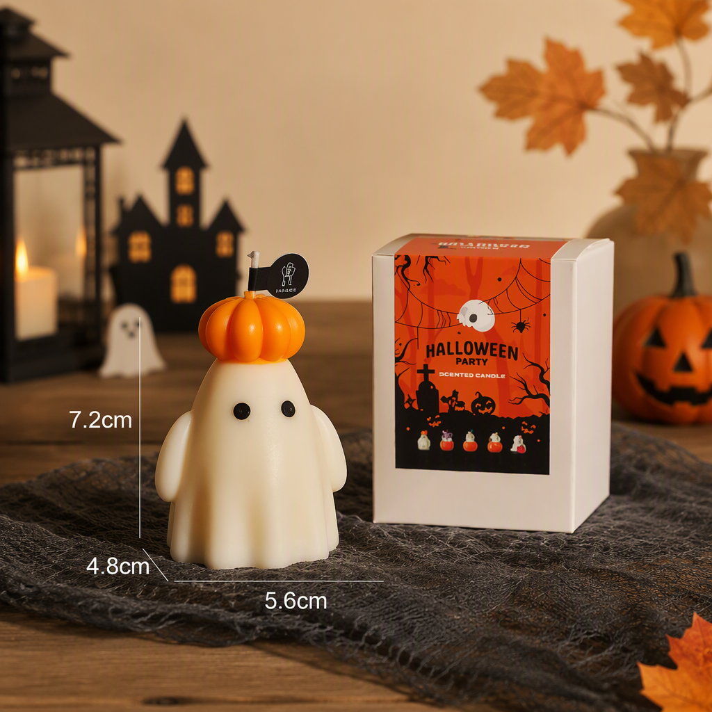 Halloween Pumpkin Scented Candle – Cute Ghost Pumpkin Decorative Candle