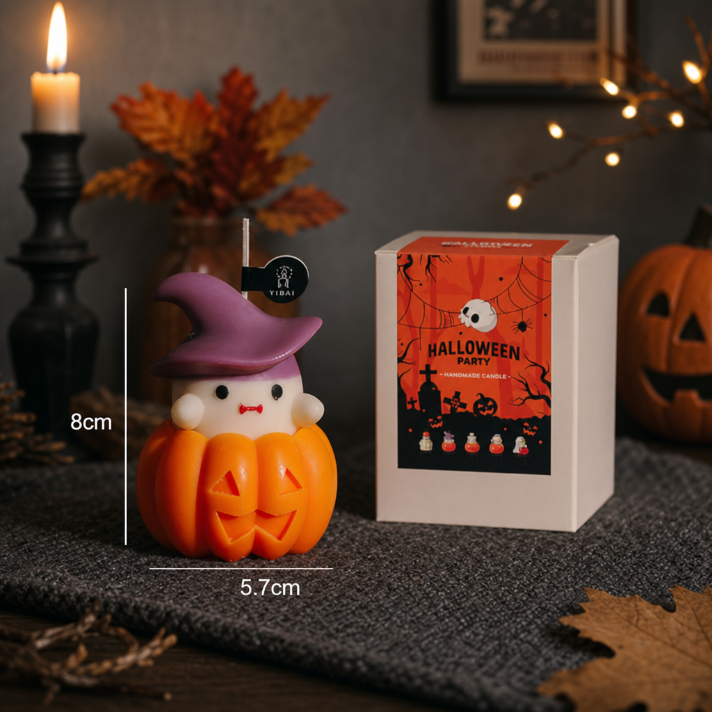 Halloween Pumpkin Scented Candle – Cute Ghost Pumpkin Decorative Candle