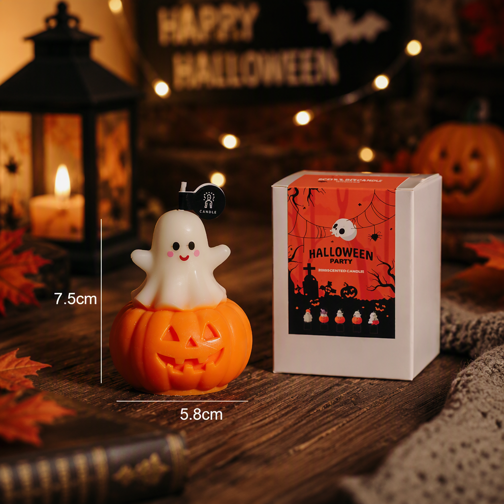Halloween Pumpkin Scented Candle – Cute Ghost Pumpkin Decorative Candle