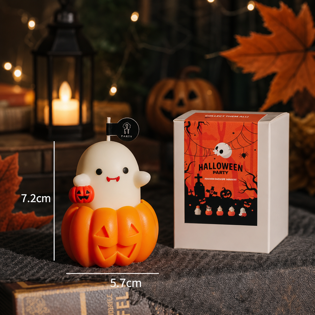 Halloween Pumpkin Scented Candle – Cute Ghost Pumpkin Decorative Candle