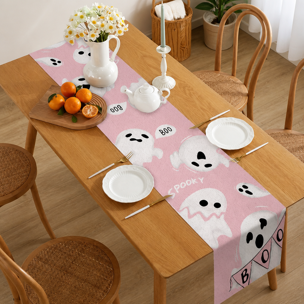 Halloween Linen Table Runner – Festive Holiday Tablecloth