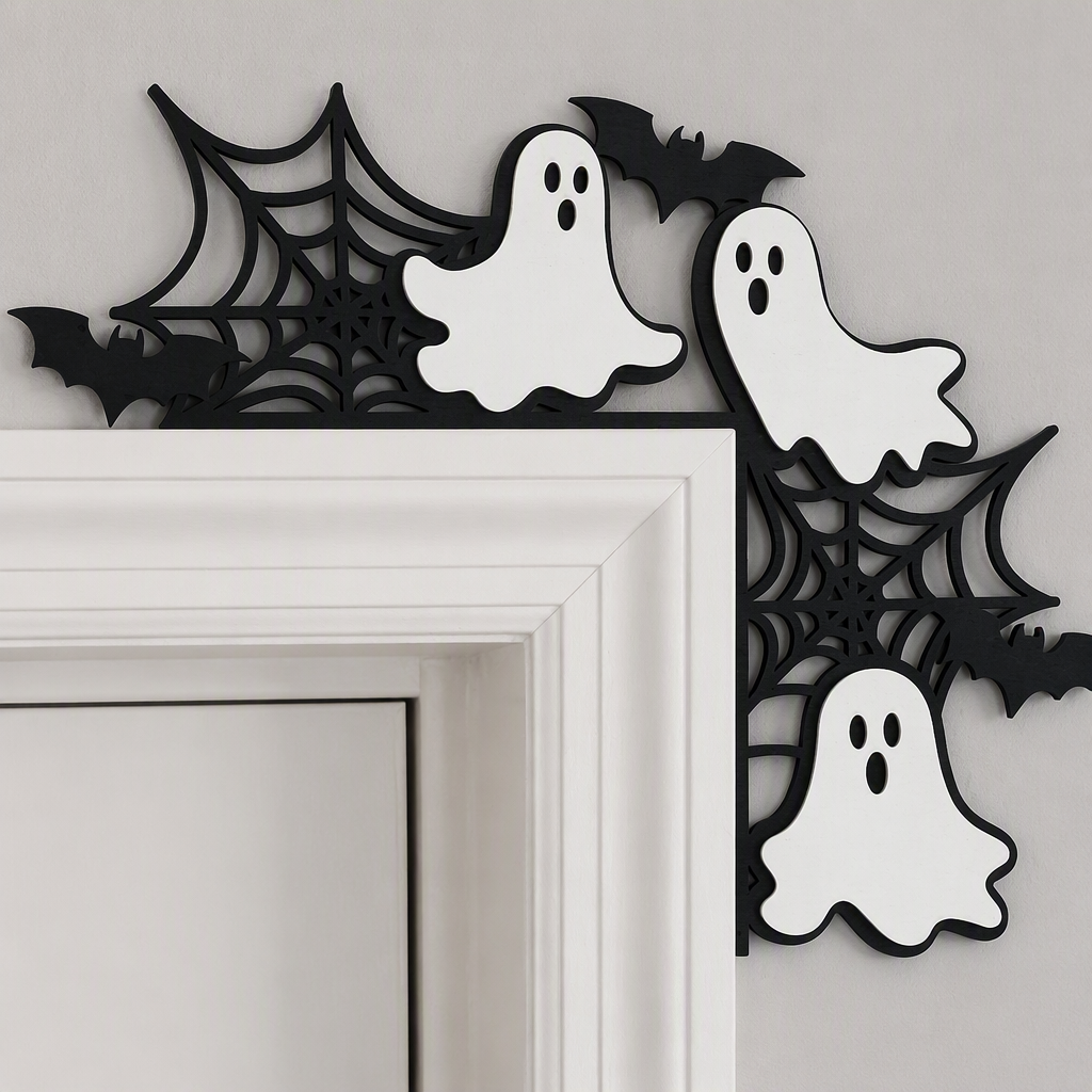 Halloween Ghost Pumpkin Witch Wooden Door Corner Decoration