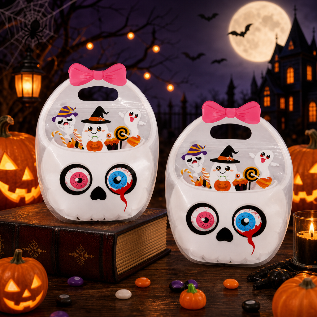 Halloween Transparent Pumpkin Gift Bag – Festive Candy Treat Bag  Description: