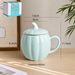 Cute Pumpkin Ceramic Mug with Lid – Creative Halloween Coffee Cup