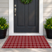 Christmas Cotton Linen Woven Doormat Red White Plaid Holiday Entryway Rug