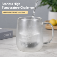 Double Wall Borosilicate Glass Mug with Handle Heat Resistant Drinking Cup