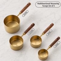 Stainless Steel Measuring Cup & Spoon Set with Acacia Wood Handles