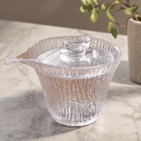 Hammered Glass Gaiwan – Textured Glass Tea Cup with Lid