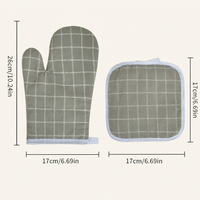 Cotton Checkered Oven Mitt & Pot Holder Set