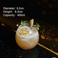 400 Ml Round Cocktail Glass, Clear Bubble Drinking Glass, Modern Tumbler