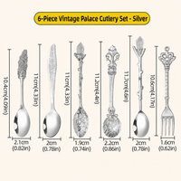 Vintage Engraved Coffee Spoons – 6-Piece Zinc Alloy Crystal Leaf Spoon Set