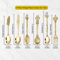 Vintage Engraved Coffee Spoons – 6-Piece Zinc Alloy Crystal Leaf Spoon Set