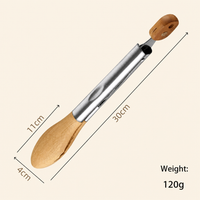 Walnut Wood Food Tongs Stainless Steel Kitchen Serving Tongs