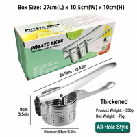 Heavy Duty Stainless Steel Potato Ricer – Manual Masher Press with Full Perforated Basket