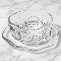 Irregular Cloud Shaped Glass Plate and Cup Saucer Set