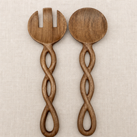 Acacia Wood Spiral Handle Spoon or Fork