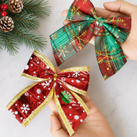 Christmas Glitter Bow Ornaments 3 Pieces