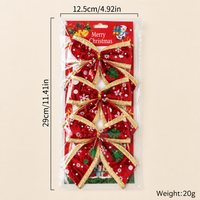 Christmas Glitter Bow Ornaments 3 Pieces