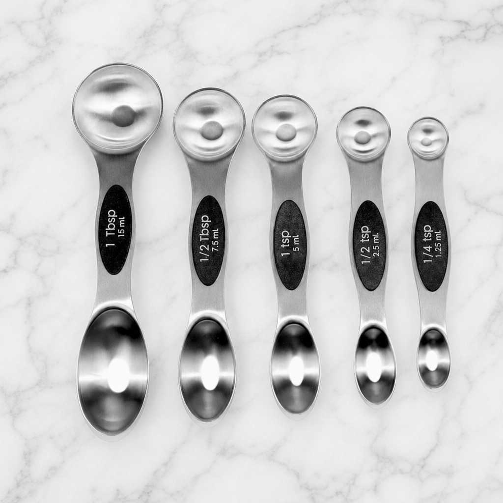 Stainless Steel Measuring Spoons with Strong Magnetic Handle 5-Piece Set