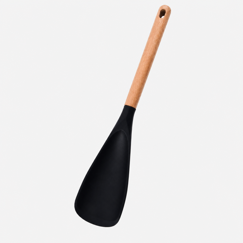 Minimalist Wooden Handle Silicone Spatula Spoon