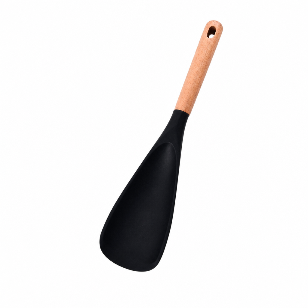 Minimalist Wooden Handle Silicone Spatula Spoon