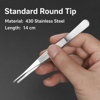 304 Stainless Steel Tweezers with Serrated Tips Long Forceps