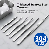 304 Stainless Steel Tweezers with Serrated Tips Long Forceps