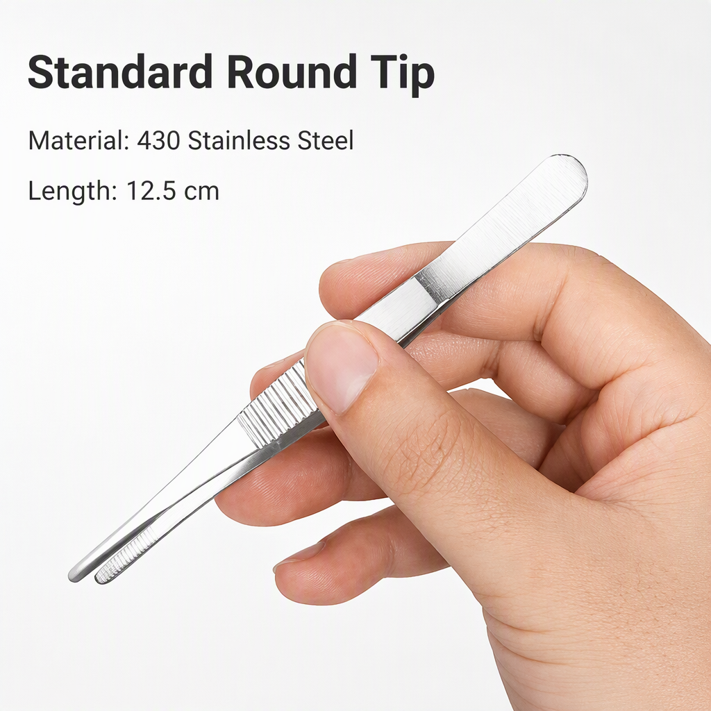 304 Stainless Steel Tweezers with Serrated Tips Long Forceps