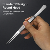 304 Stainless Steel Tweezers with Serrated Tips Long Forceps