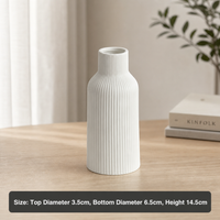 White Ceramic Striped Flower Vase