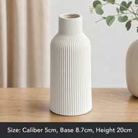 White Ceramic Striped Flower Vase