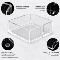 Square Clear Acrylic Napkin Holder Tabletop Tissue Organizer