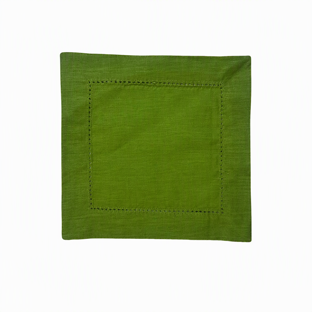 White Linen Cotton Blend Square Drink Coaster 15×15cm