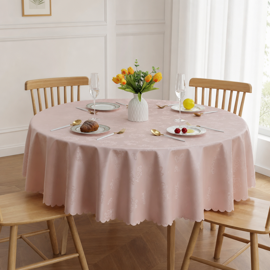 Luxury Waterproof Oil Resistant Heat Resistant PVC Round Tablecloth