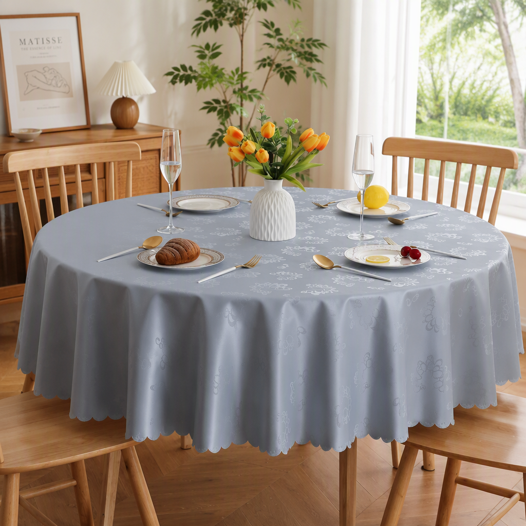 Luxury Waterproof Oil Resistant Heat Resistant PVC Round Tablecloth