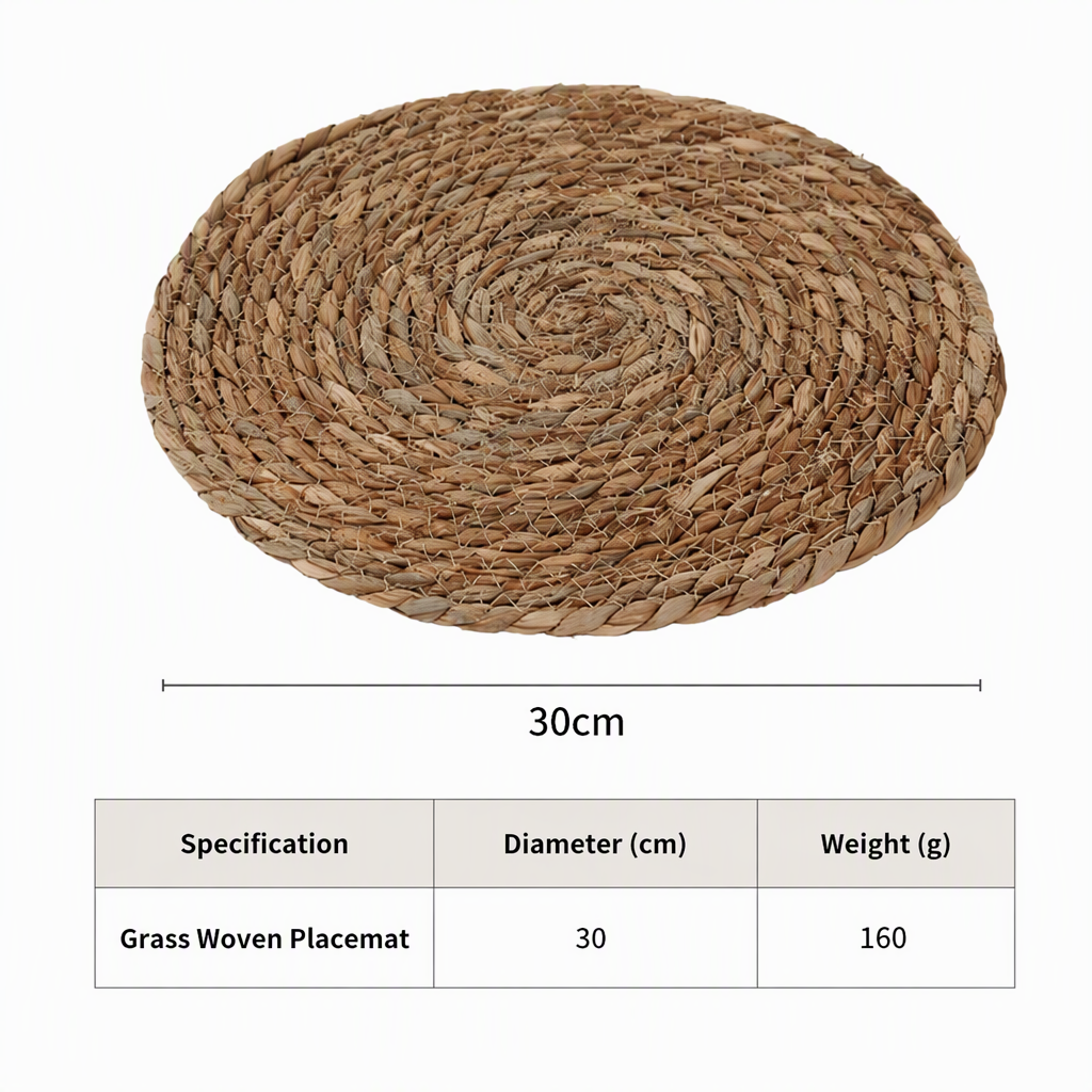 Natural Woven Straw Heat Resistant Placemat and Coaster