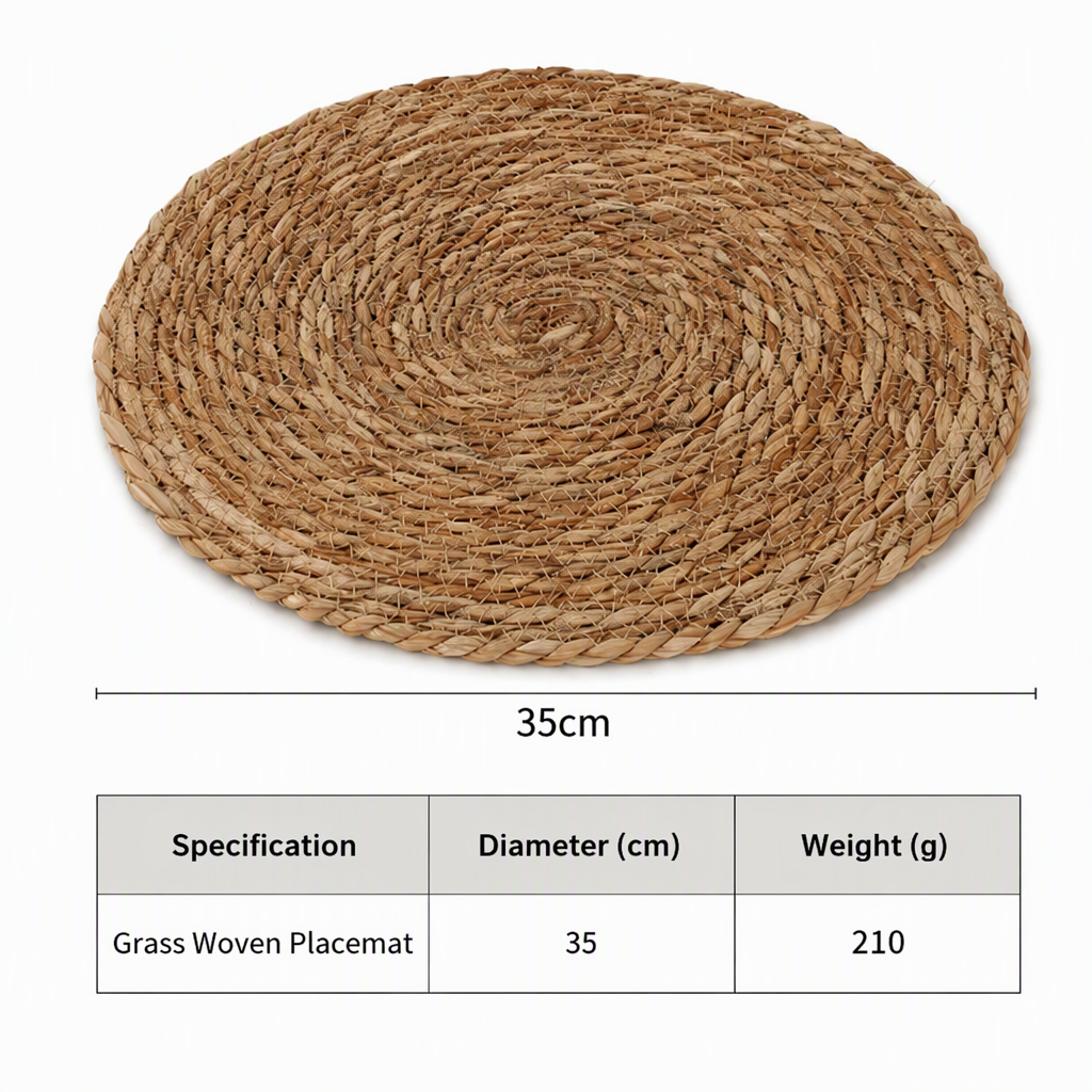 Natural Woven Straw Heat Resistant Placemat and Coaster