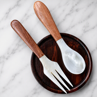 Shell Spoon with Rosewood Handle Fork Spoon Set