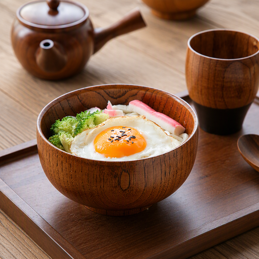 Natural Jujube Wood Heat Resistant Instant Noodle Bowl