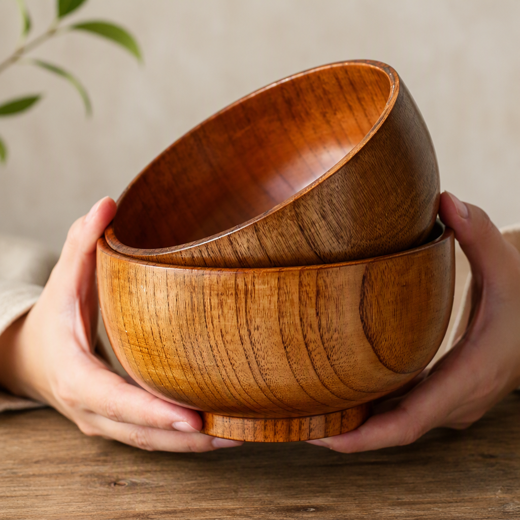Natural Jujube Wood Heat Resistant Instant Noodle Bowl