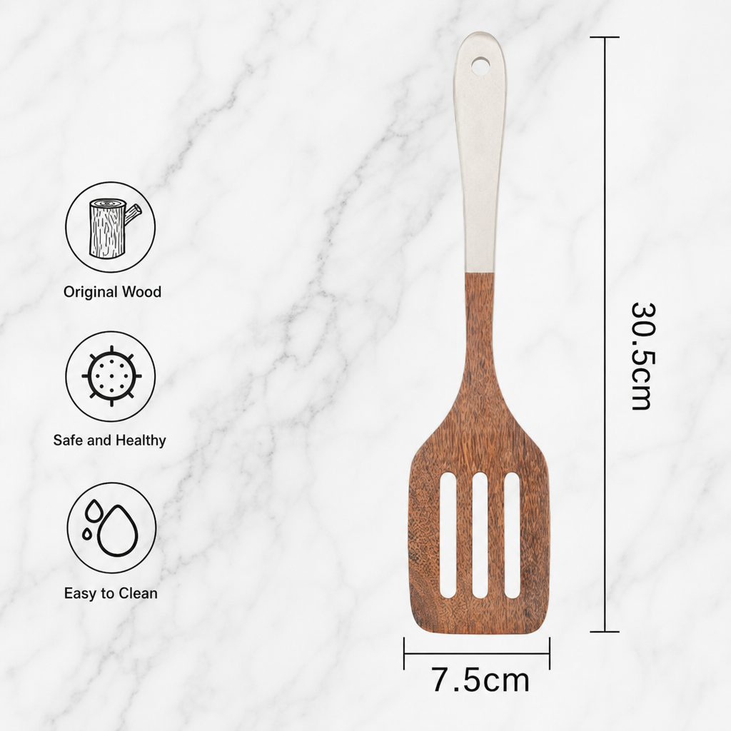 Long Handle Chicken Wing Wood Spatula