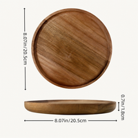Natural Wooden Serving Tray Round Dessert Plate