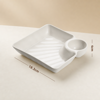 Dumpling Plate with Sauce Compartment Divided Dipping Dish