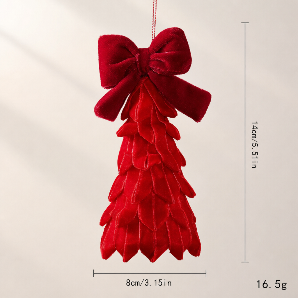 Velvet Bow Christmas Tree Ornament Hanging Decoration
