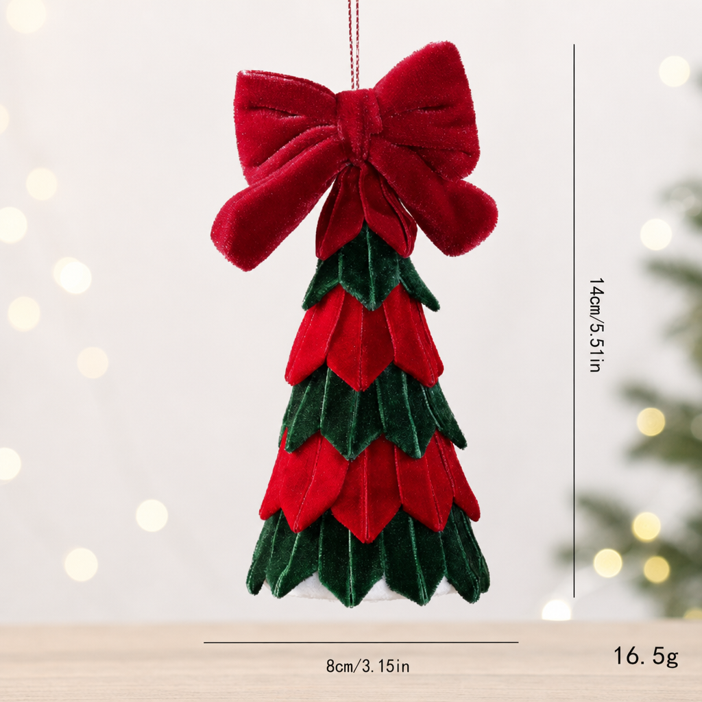 Velvet Bow Christmas Tree Ornament Hanging Decoration
