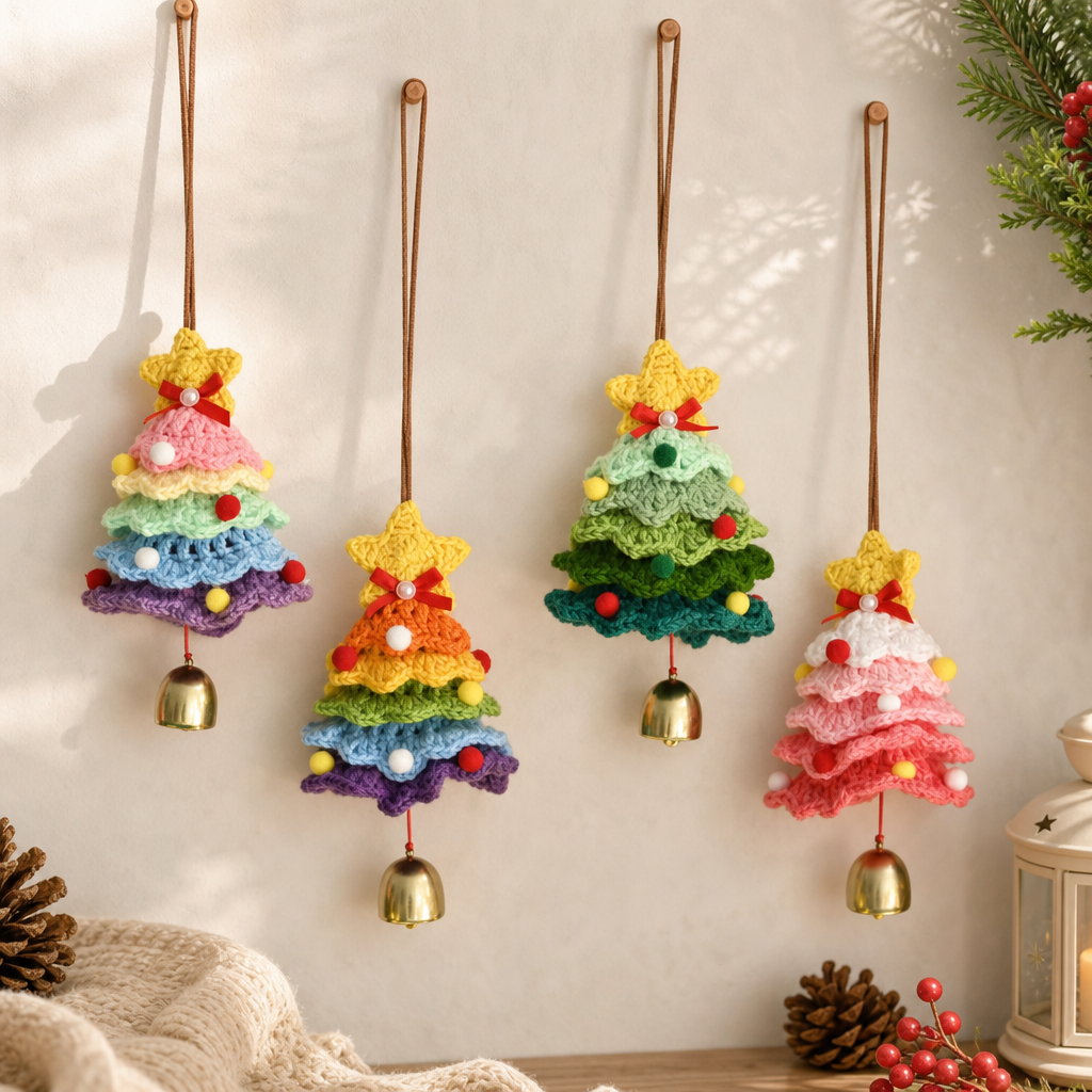 Christmas Crochet Hanging Ornament Car Rearview Mirror Decoration