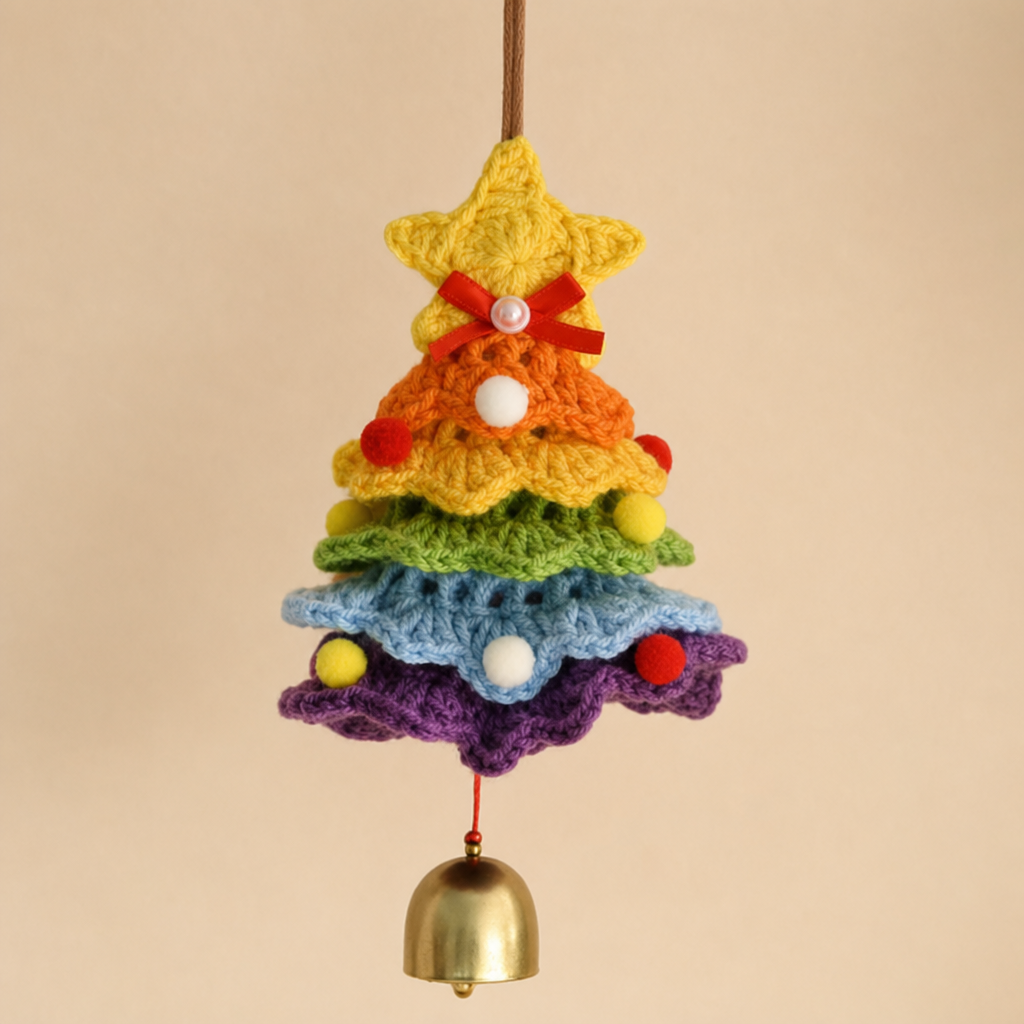 Christmas Crochet Hanging Ornament Car Rearview Mirror Decoration