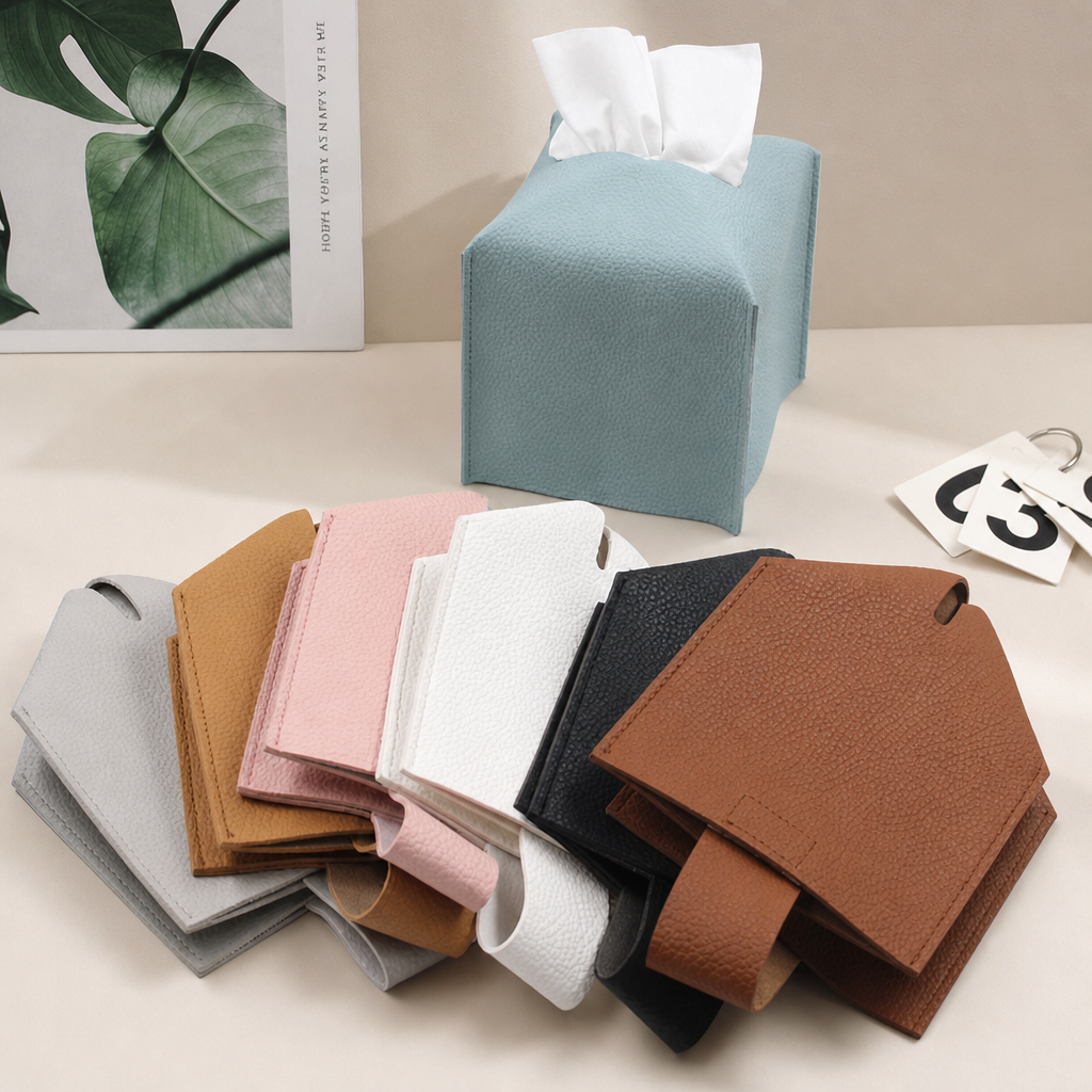 Square PU Leather Tissue Box Home Table Napkin Holder