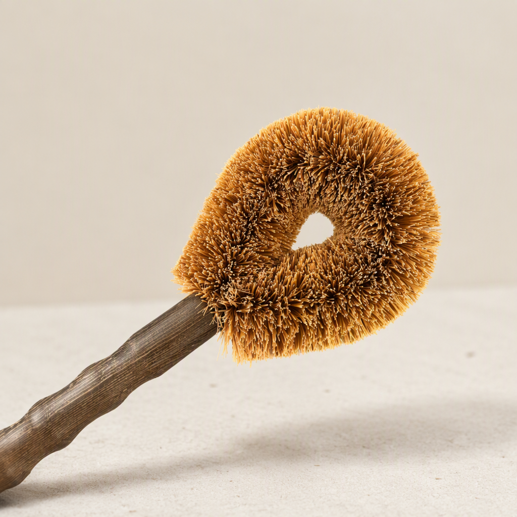 Chicken Wing Wood Pot Brush Natural Palm Bristle Kitchen Scrubbing Brush