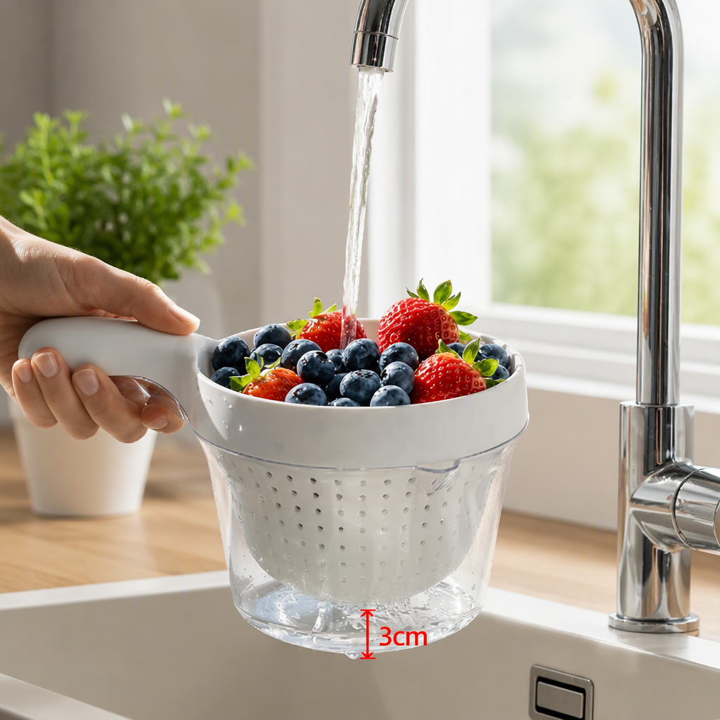Handheld Double Layer Fruit Colander Thickened Plastic Drain Basket